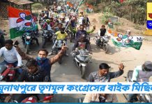 রঘুনাথপুর শহর ও ব্লক এলাকায় তৃণমূল কংগ্রেসের বাইক মিছিল